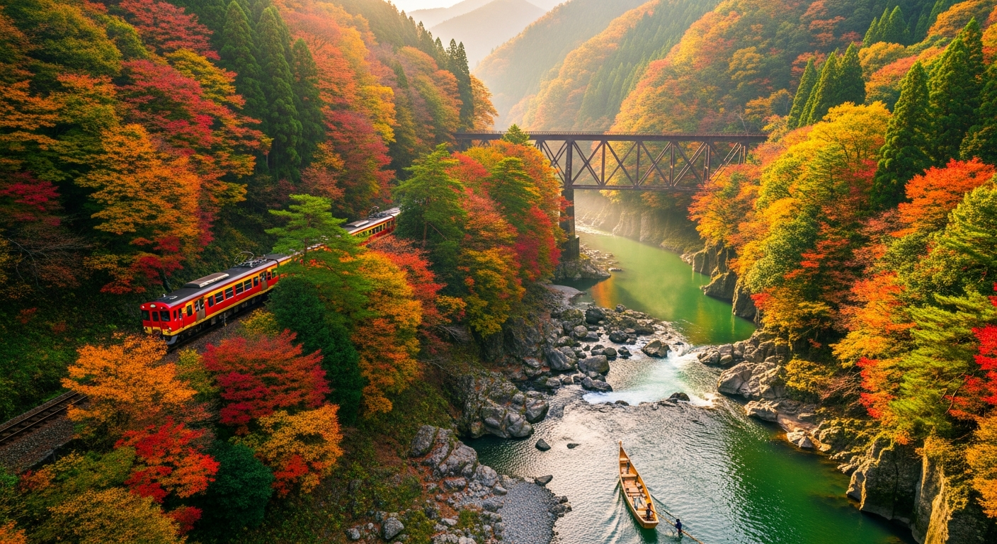 Sagano Scenic Railway & Hozugawa River Combo